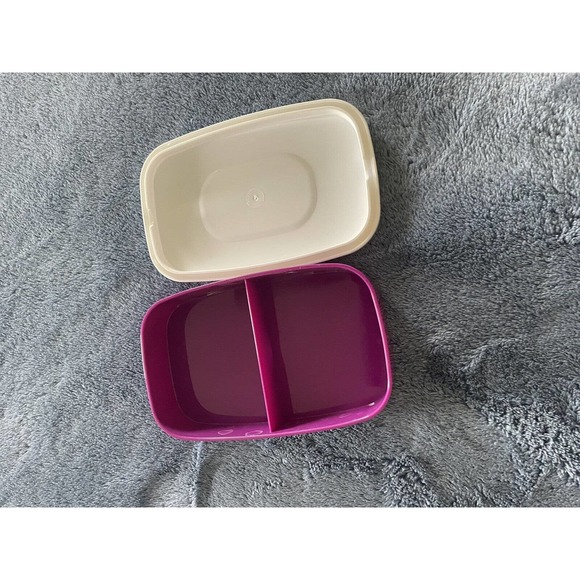 Lunch Box Microwave Purple Food Storage Portable Bento Box W/Silverware - Picture 7 of 10